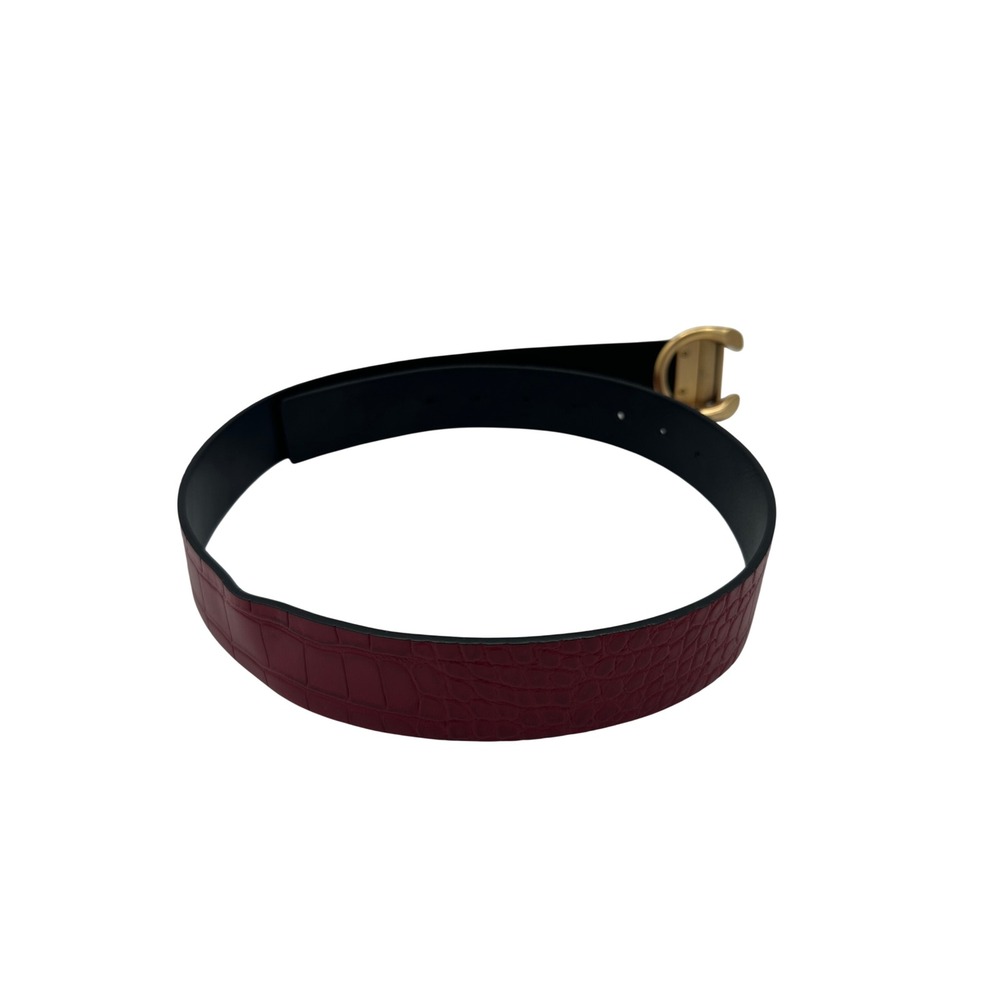 Circus by Sam Edelman Women's Reversible Belt Red Faux Croc Gold Buckle M - Picture 2 of 8